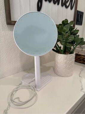 RIKI LED Lighted Makeup Mirror in Pale Blue and White